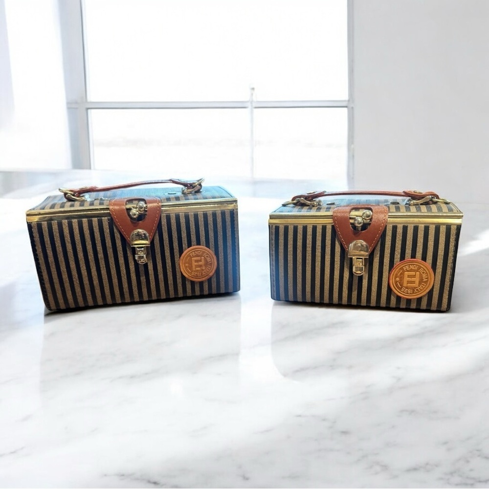 Authentic Rare vintage Fendi striped vanity boxes listing for smaller…